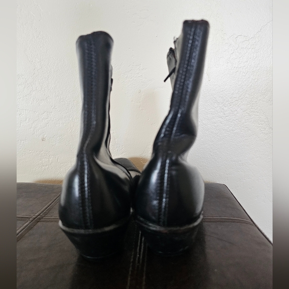 Cat's Paw VTG Cowboy Western Zip Black Leather(OutsideInside) Men's Boots Sz 8.5 - Picture 9 of 12